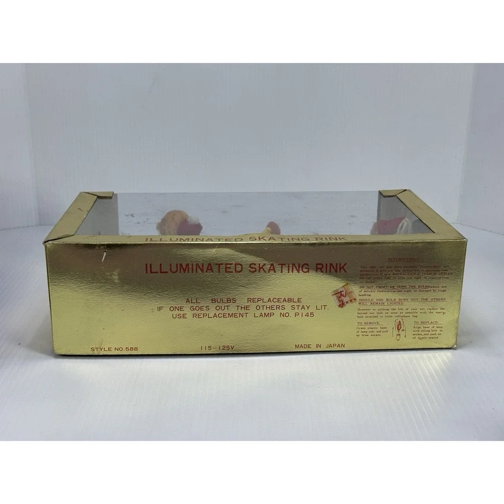 Vintage Pixie Diorama Illuminated Skating Rink Style NO 588 Christmas Japan Box